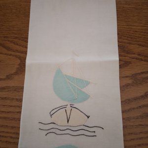 Handtowel, Yellow Boat, Blue Sail, 16' x 22"